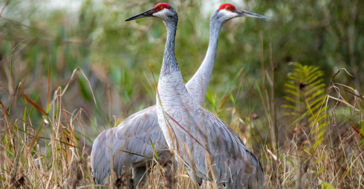 two sandhill cranes