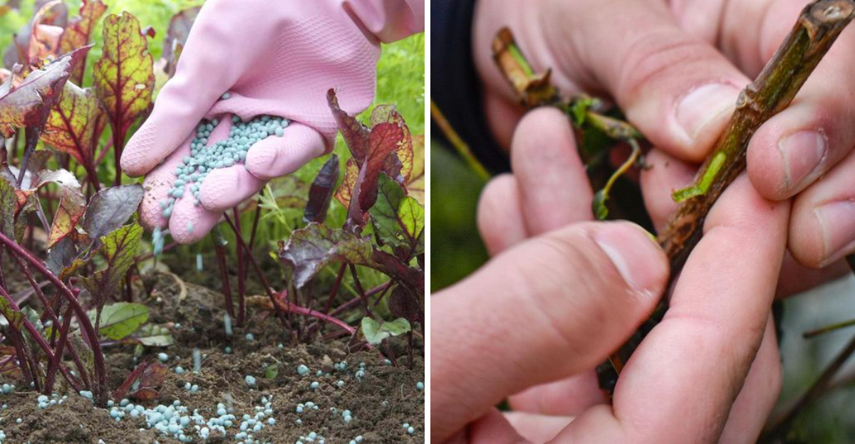 Fertilizing and pulling out plants