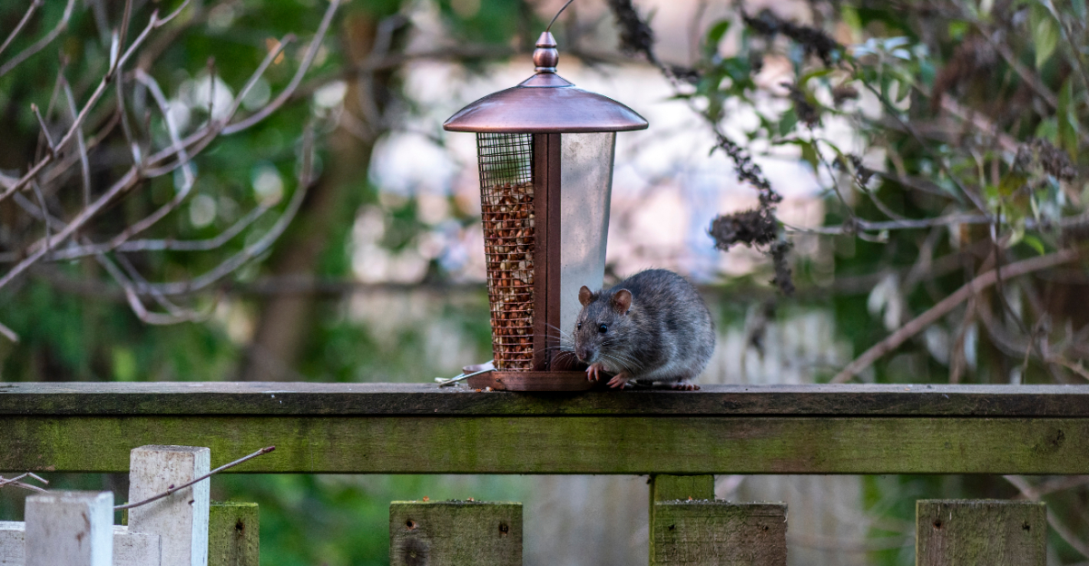 rats at bird feeder