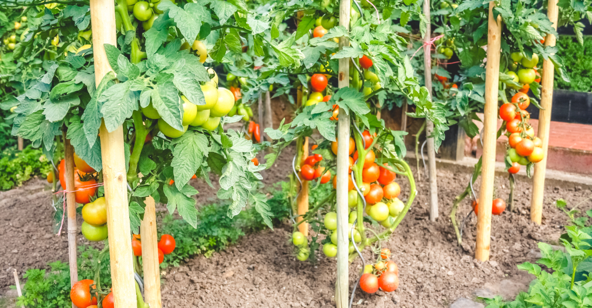 stakes tomatoes