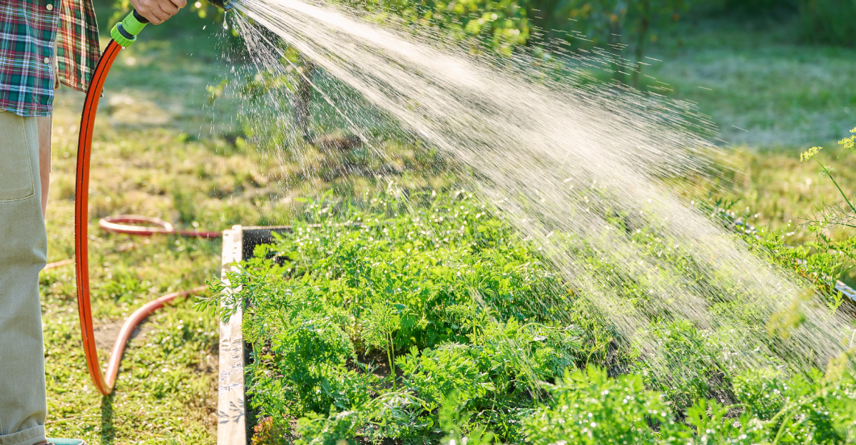 watering carrots