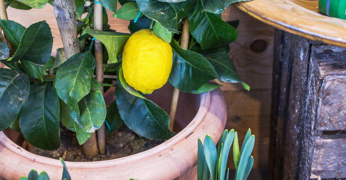lemon tree on container