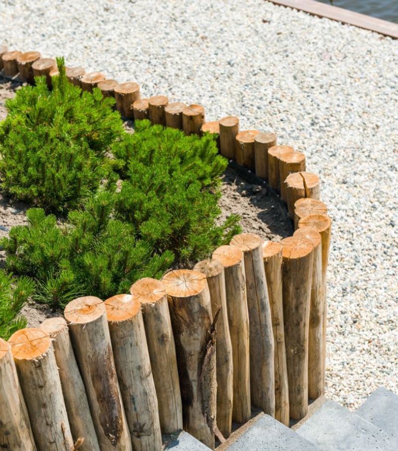 Wood Log Edging Adds A Rustic Look Using Cut Branches