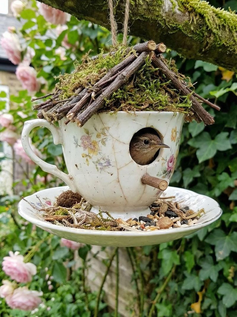 Upcycled Teapot Birdhouse Creates A Unique Look