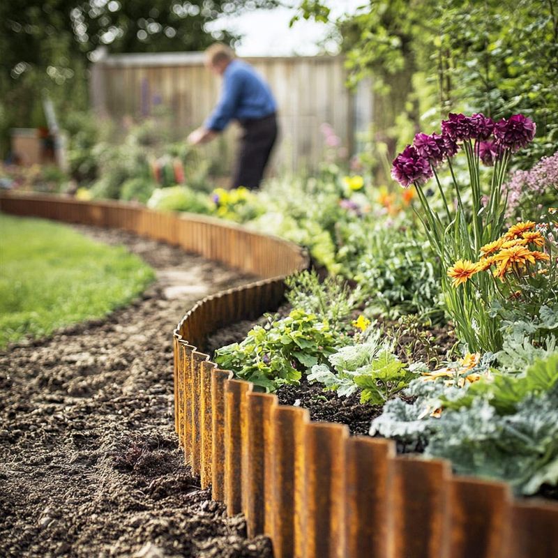 Curve Metal Edging Around Tight Garden Beds