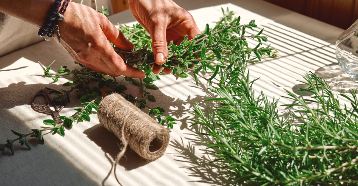 hands full of marjoram