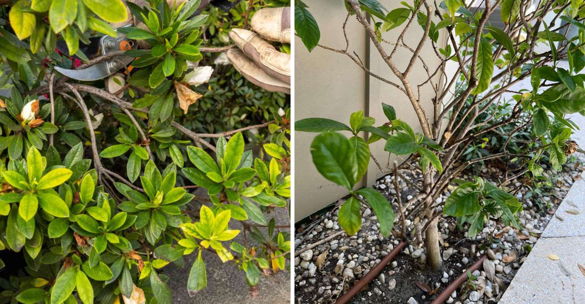 pruned azalea and gardenia