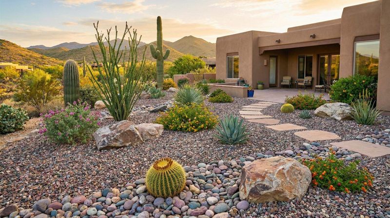 Layered Gravel And Stone Creates A Natural Desert Look