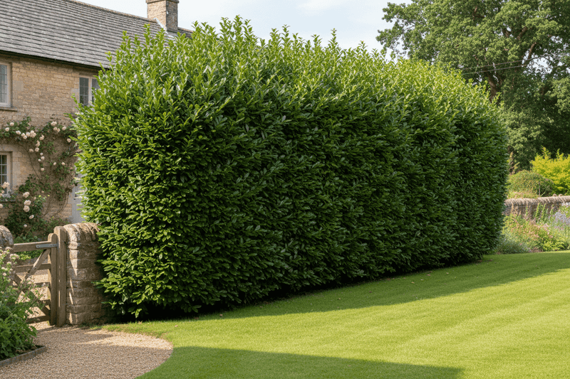 Cherry Laurel Forms A Thick Screen With Glossy Leaves
