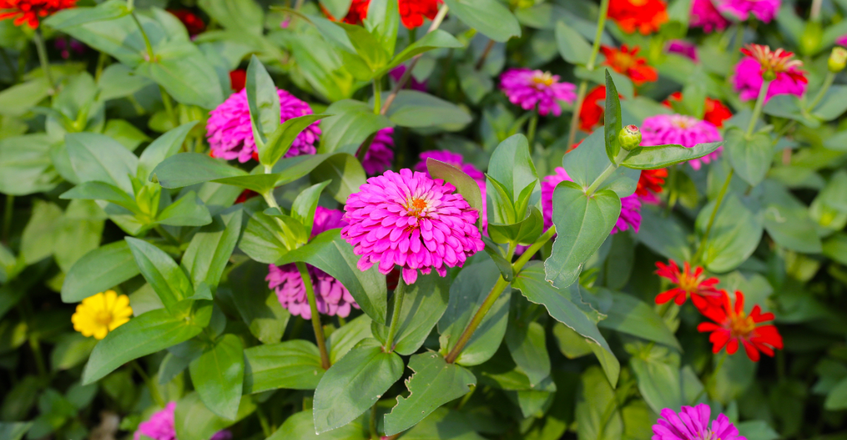 colorful zinnias