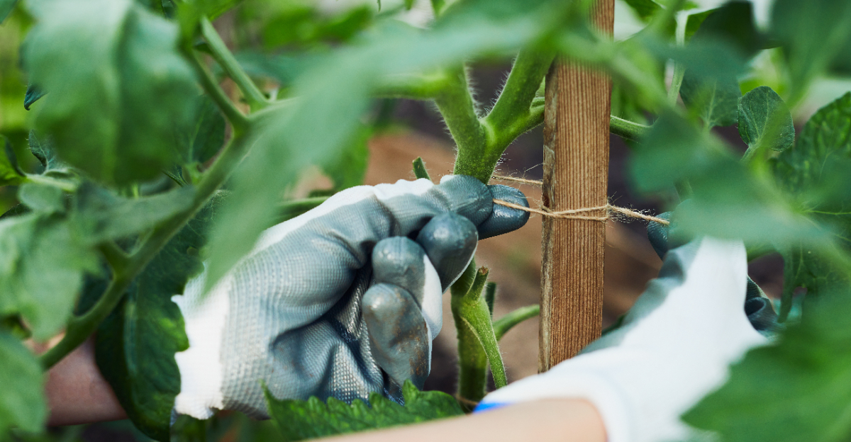 staking tomatoes