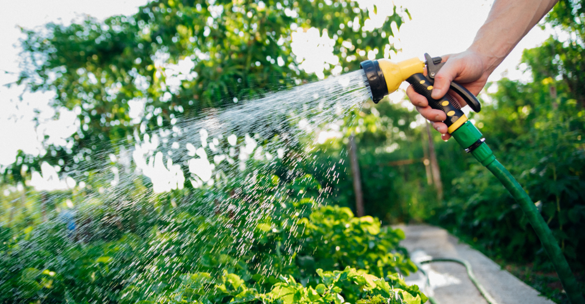 watering a garden