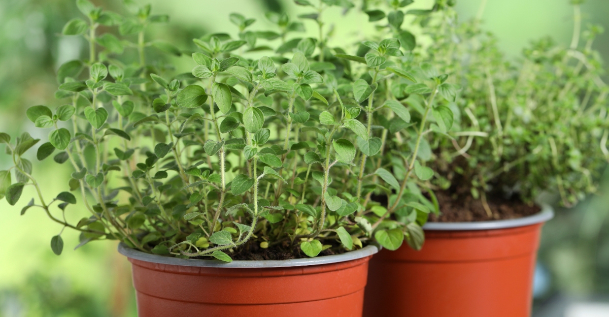 potted herbs