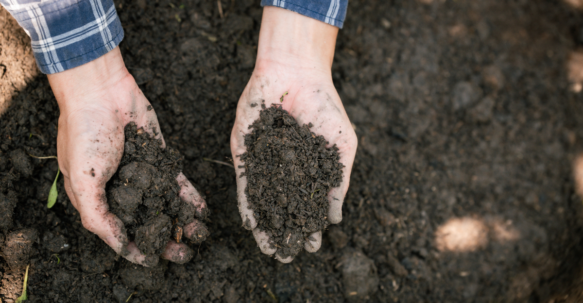 touching clay soil