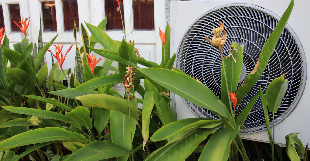 plant in front of an AC unit