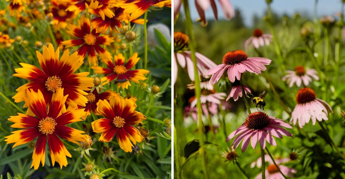 coreopsis and coneflower