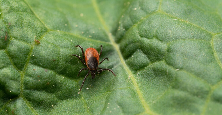 tick on plant