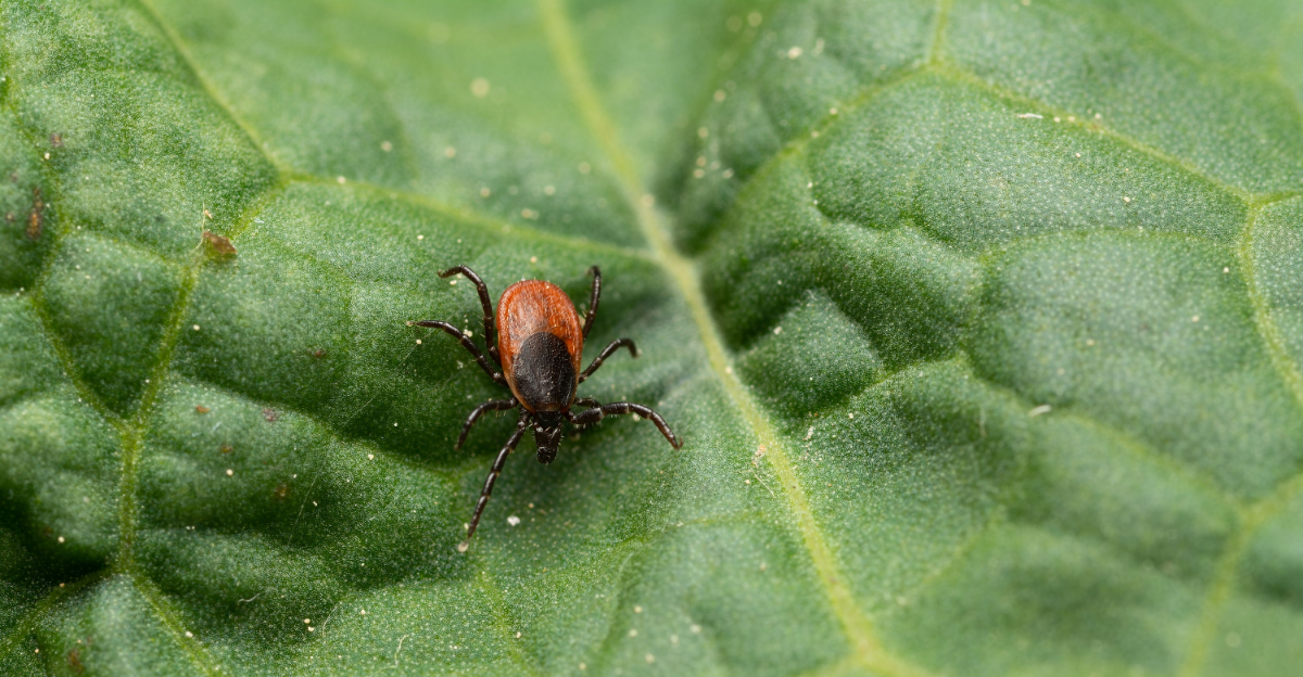 tick on plant