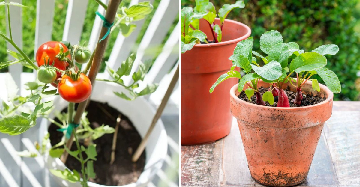 cherry tomatoes and radishes in container