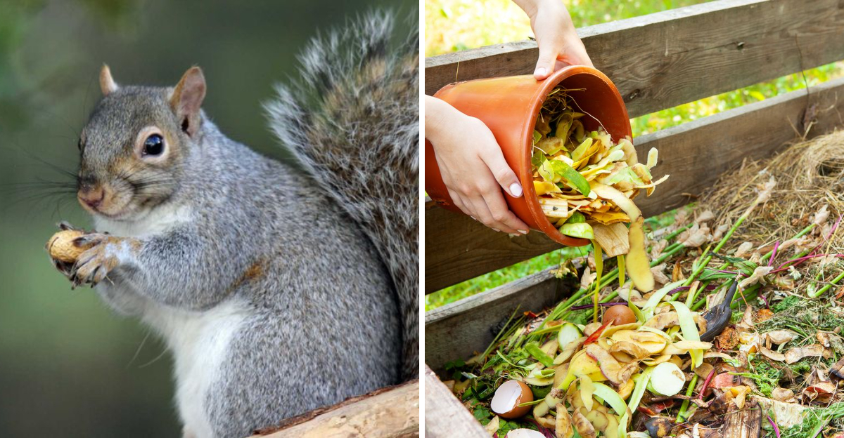 squirrel and food compost