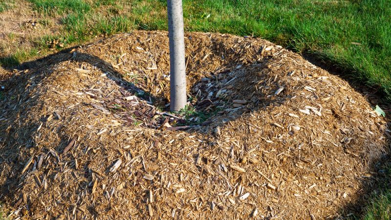 Creating Mulch Volcanoes Around Plant Stems Creating Mulch Volcanoes Around Plant Stems