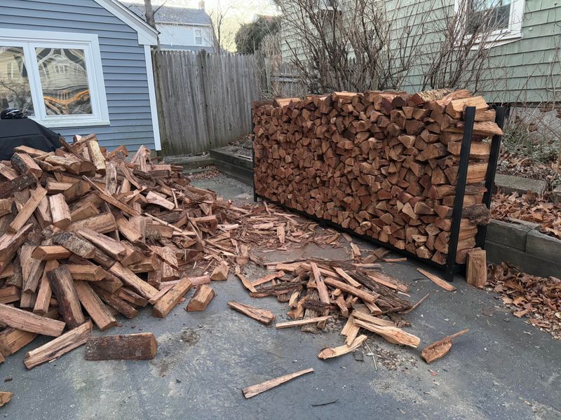 Firewood Against Walls Creates Hiding Space