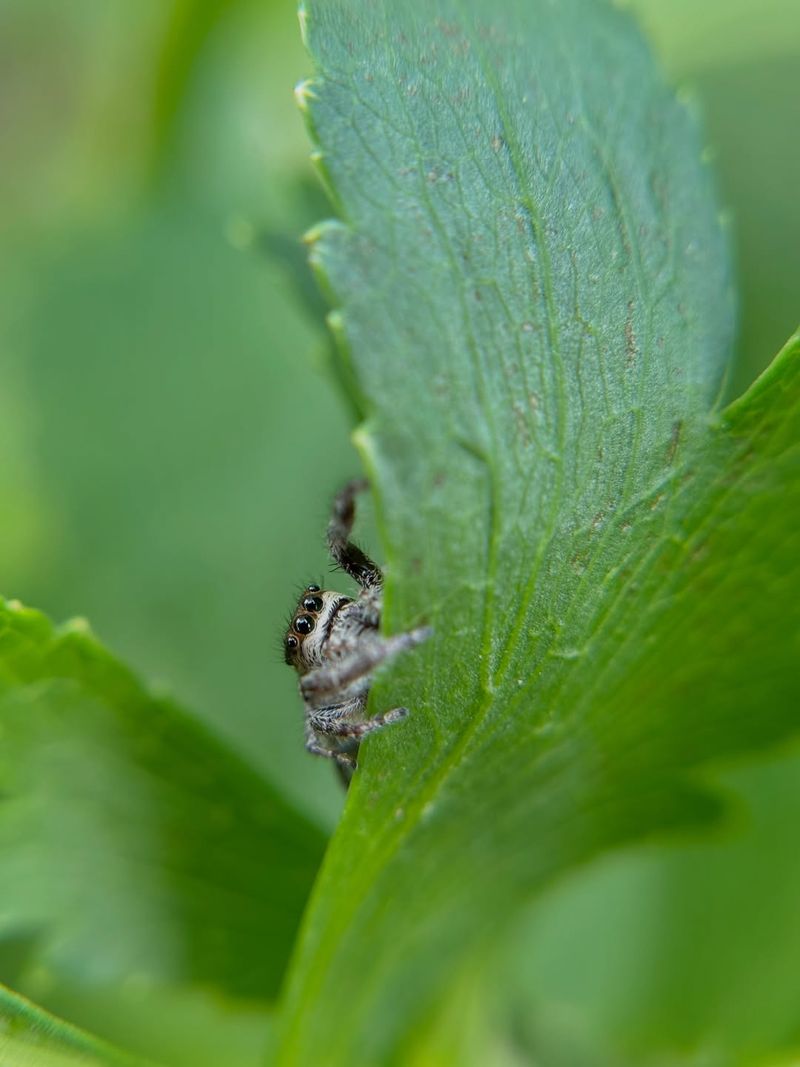 Jumping Spiders Hunt Aphids And Small Insects On Leaves