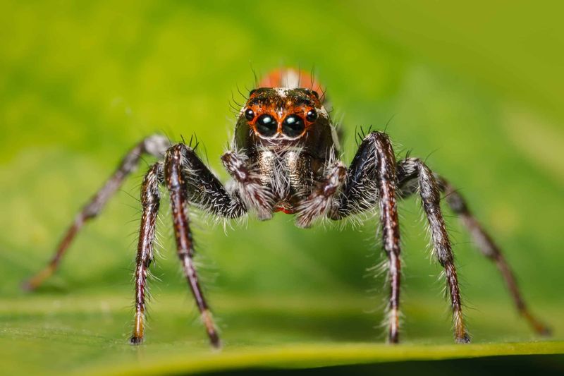 Jumping Spiders Stalk Insects On Leaves