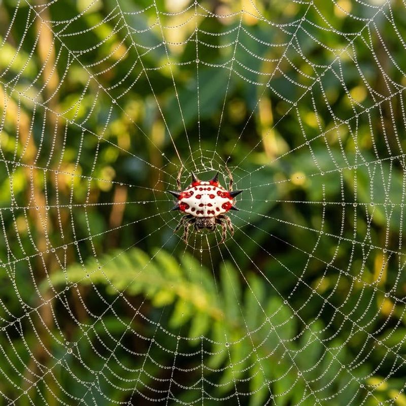 Spiny Orb Weavers Build Webs Around Shrubs