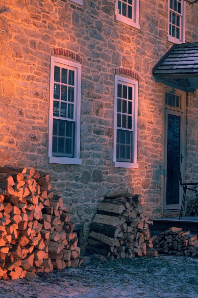 Stacking Firewood Near The House