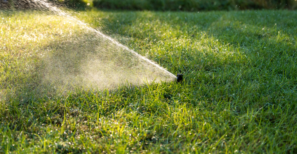 watering lawn