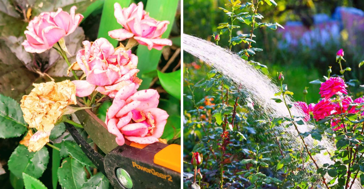 deadheading and watering knock out rose