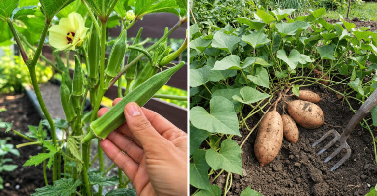 okra and sweet potato