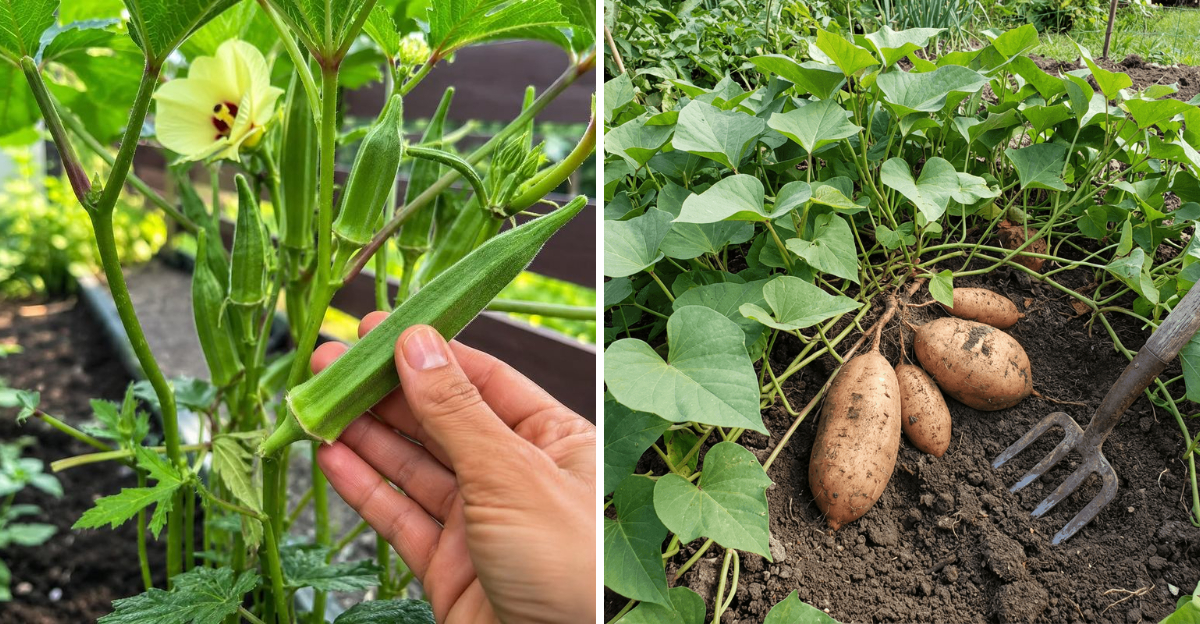 okra and sweet potato