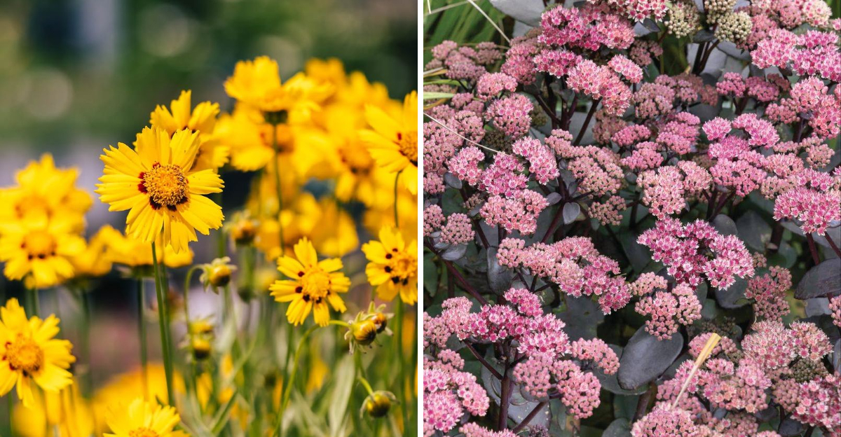 coreopsis and sedum
