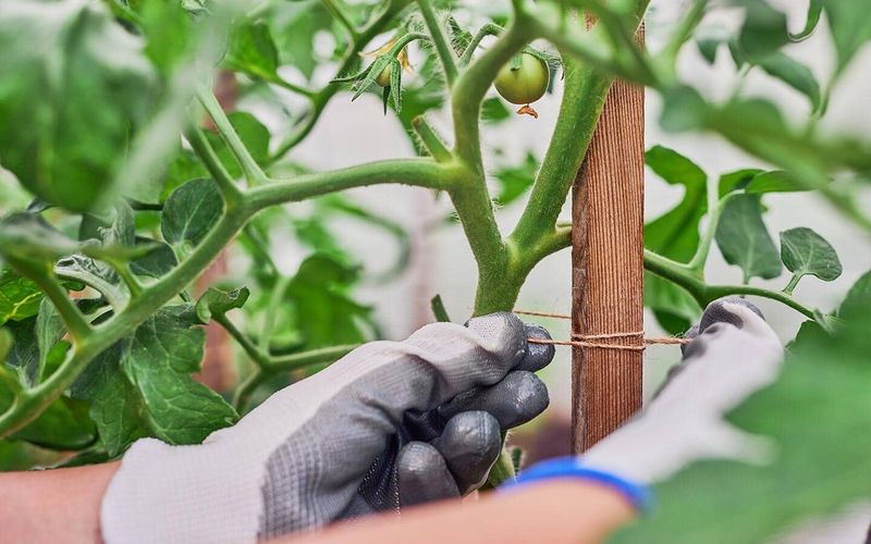Tie Tall Stems Before Heavy Fruit Starts Pulling
