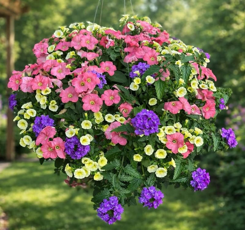 Use Calibrachoa And Verbena For A Bloom-Heavy Sunny Basket Use Calibrachoa And Verbena For A Bloom-Heavy Sunny Basket