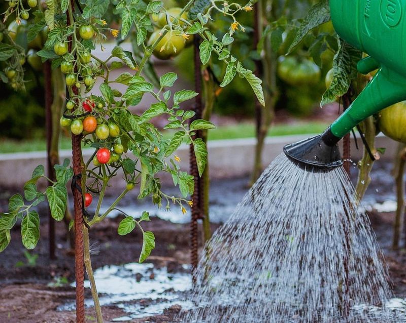 Water At The Base To Keep Tomato Leaves Drier