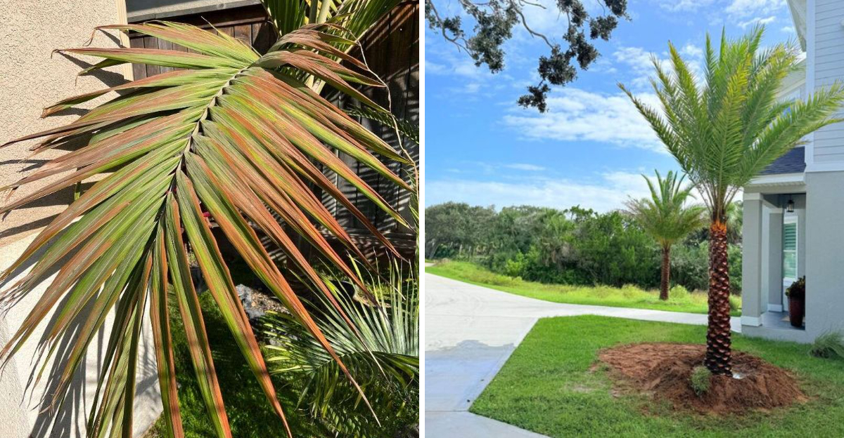 heat stressed palm tree
