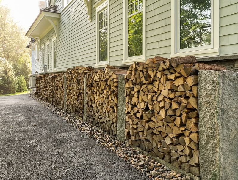 Firewood Stacked Beside The House