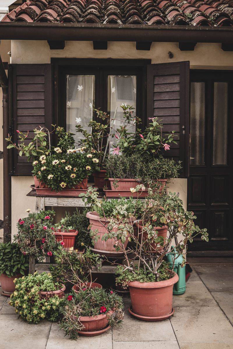 Flower Pots And Damp Spots By The Porch Flower Pots And Damp Spots By The Porch