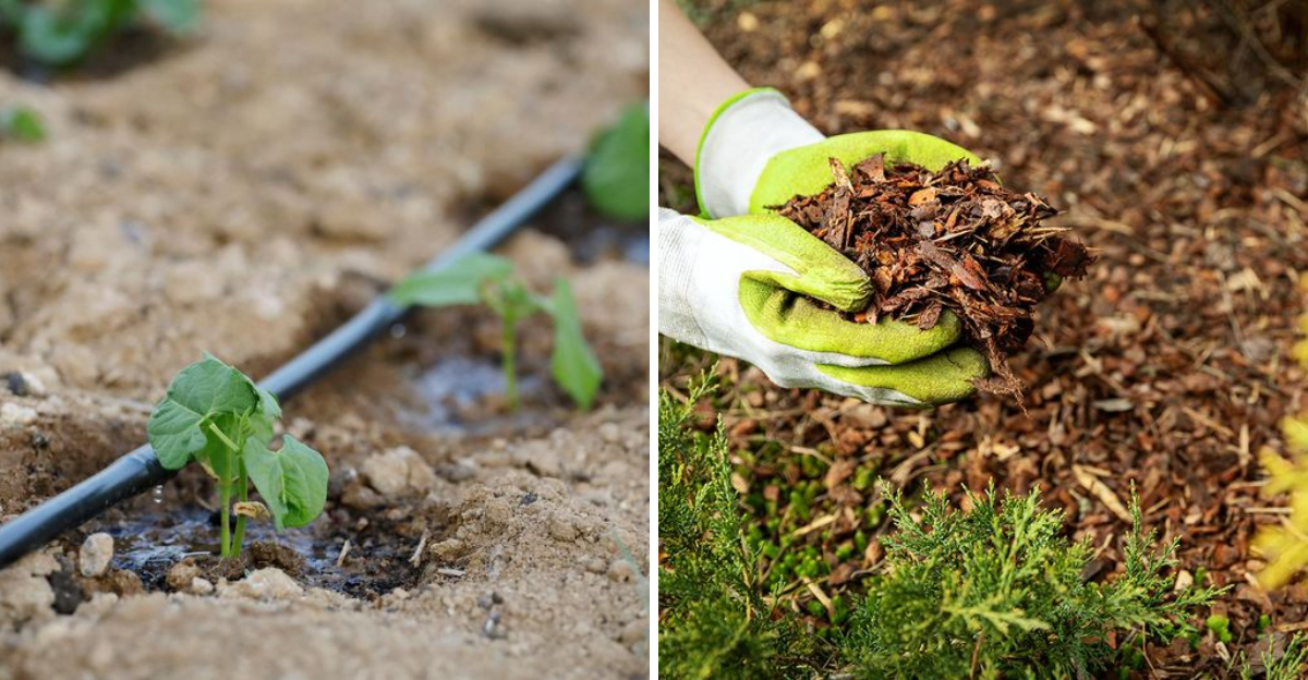 drip line and mulch