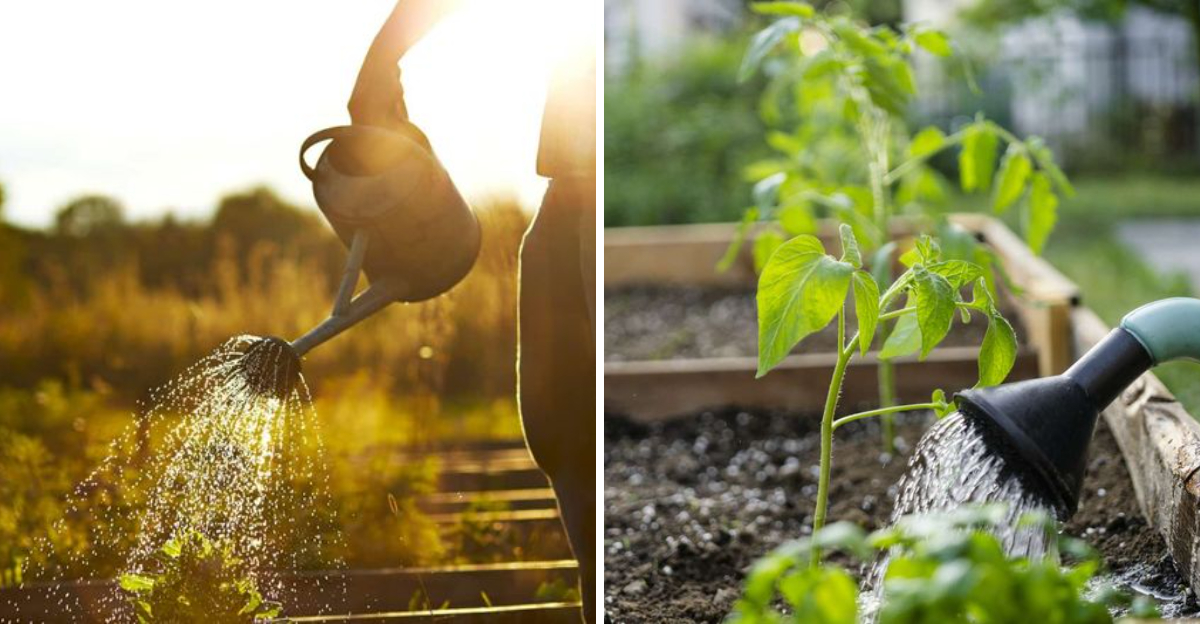 watering garden plants