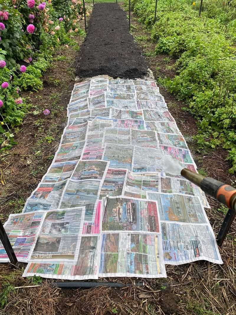 Newspaper Under Mulch Smothers Weeds