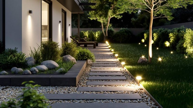 Path Lights Step Lights And Uplighting Working Together