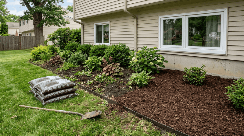 Piling Bark Mulch Against Siding