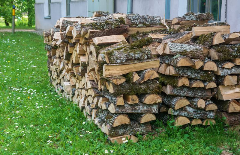 Stacking Firewood In Damp Shaded Corners Stacking Firewood In Damp Shaded Corners