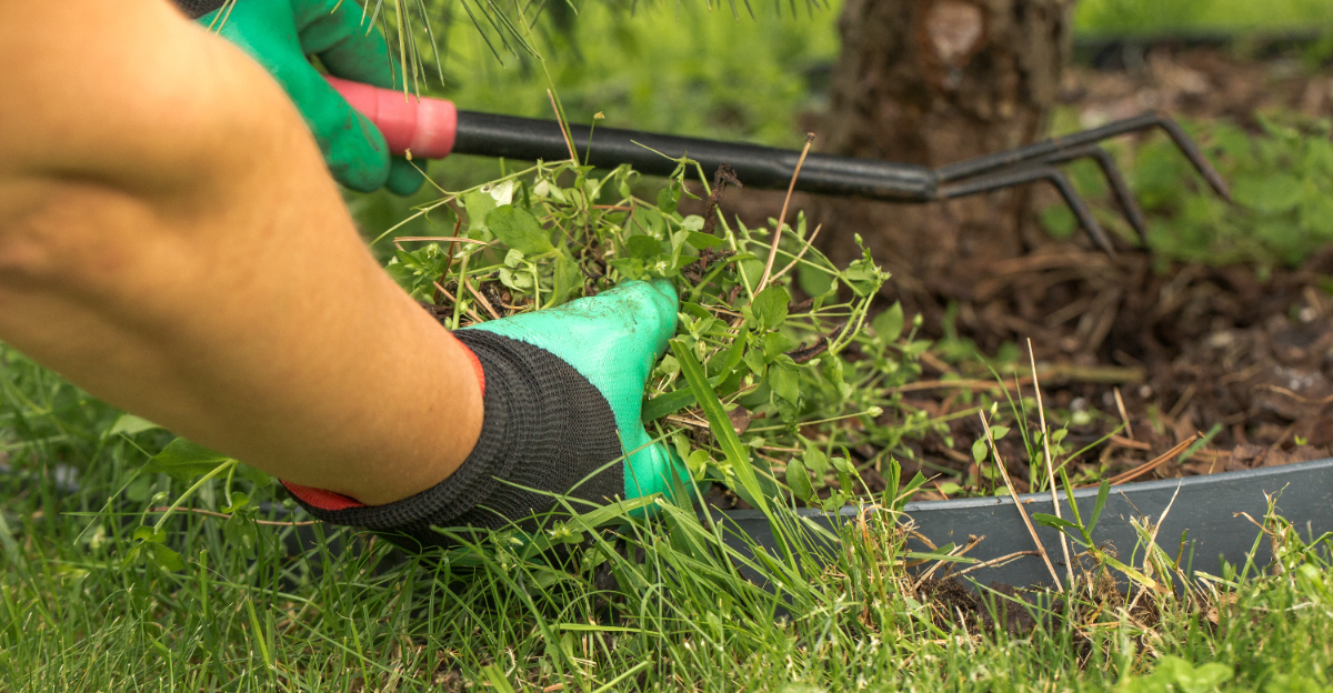 removing weeds