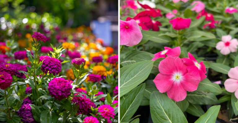zinnia and vinca