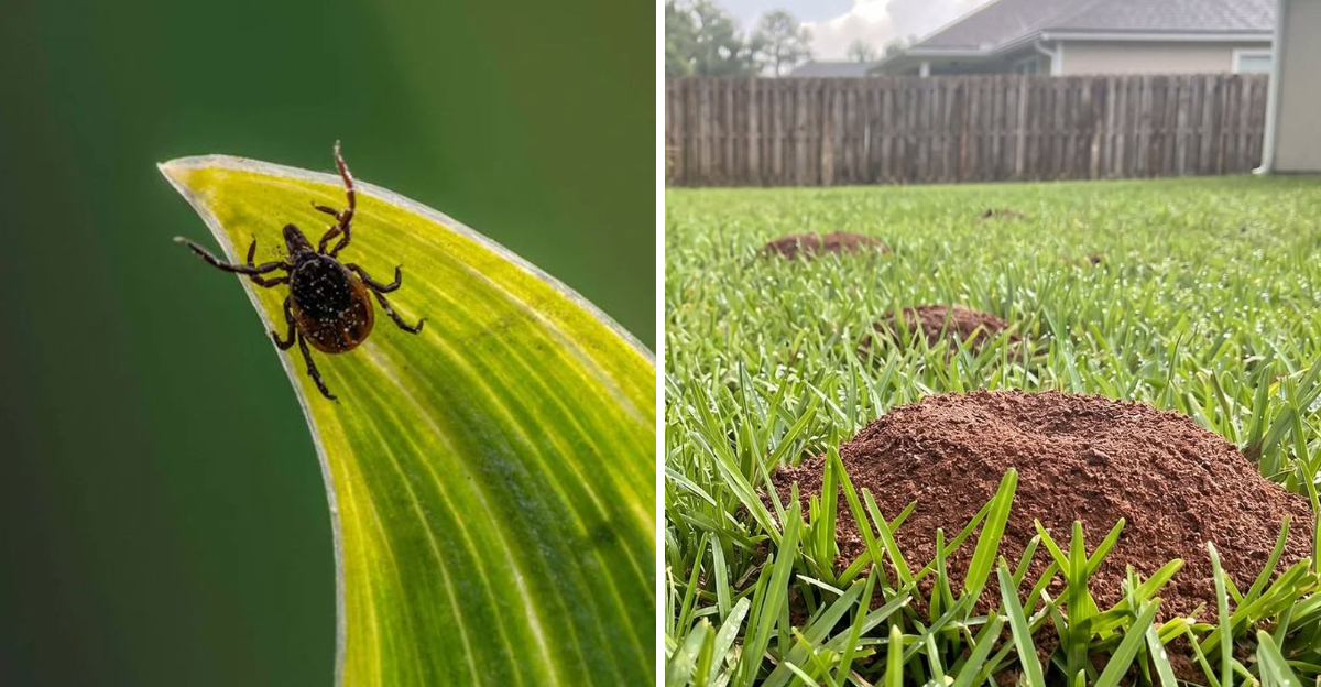 tick and fire ant mound
